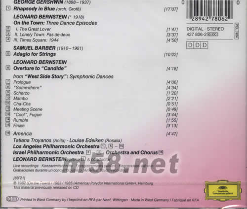 藍色狂想曲GERSHWIN 格什溫RHAPSODY IN BLUE專輯背面圖片