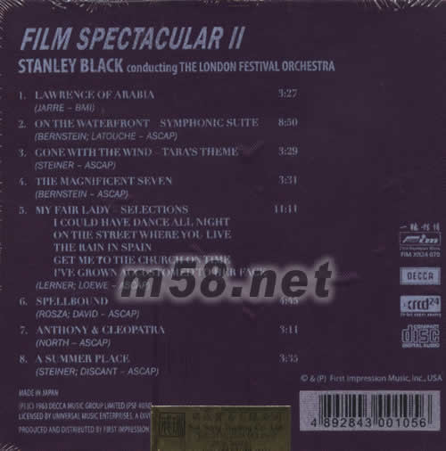 壯觀的電影音樂 FILM SPECTACULAR XRCD(紫色封面)專輯背面圖片