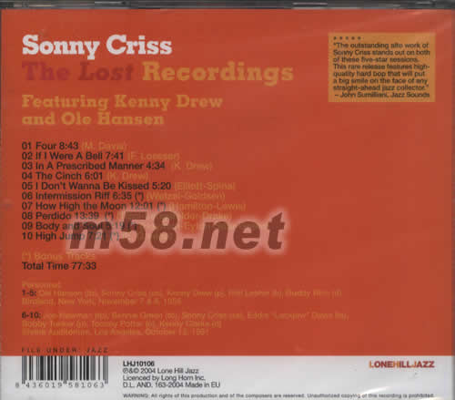 THE LOST RECORDINGS專輯背面圖片