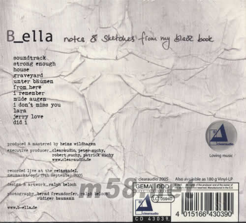 BELLA 筆記、素描來自于我的黑皮書NOTES SKETCHES FORM MY BLACK BOOK專輯背面圖片