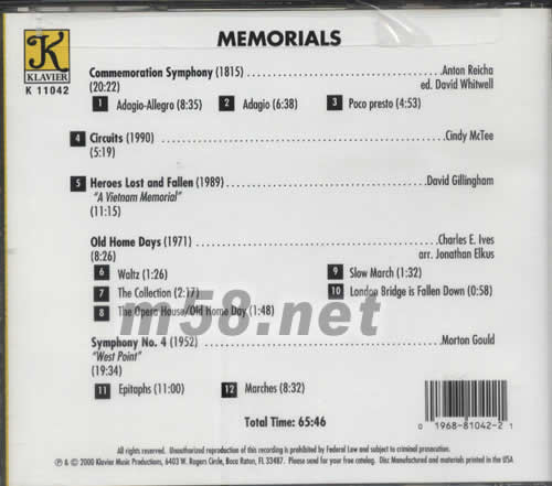 MEMORIALS令人向往的專輯背面圖片