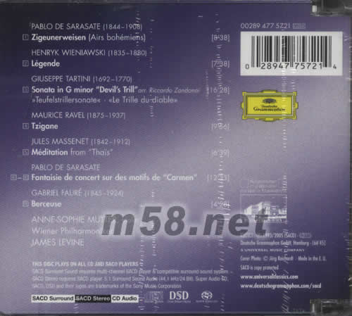 CARMEN FANTASIE 穆特演奏卡門幻想曲 SACD專輯背面圖片