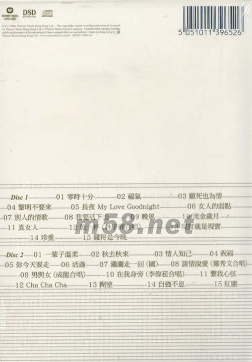 華納No.1系列 葉倩文專輯背面圖片