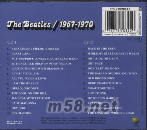 THE BEATLES 1967-1970專輯背面圖片