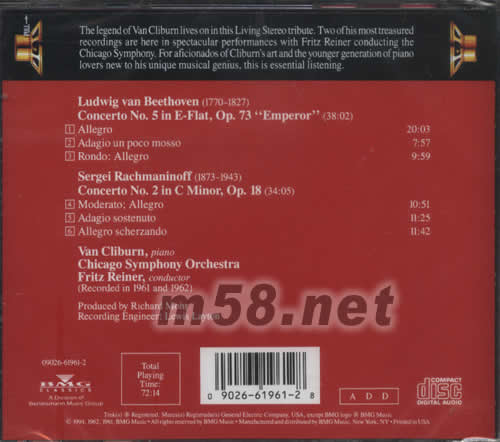 RACHMANINOFF克萊本 拉赫瑪尼諾夫:第2鋼協(LIVING STEREO 逼真立體聲系列)專輯背面圖片