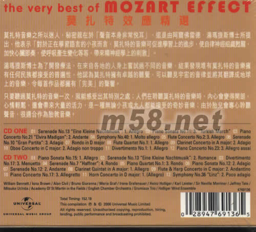 MOZART EFFECT莫扎特效應(yīng)精選專輯背面圖片