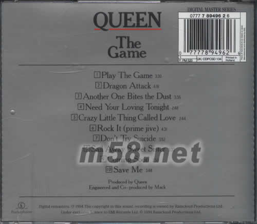 THE GAME專輯背面圖片