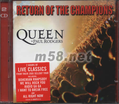 QUEEN +PAUL RODGERS RETURN OF THE CHAMPLONS演唱會CD專輯正面圖片