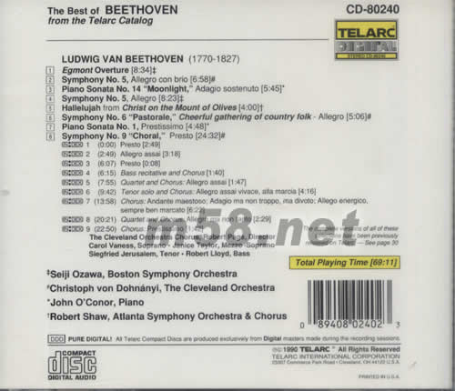 THE BEST OF BEETHONVEN專輯背面圖片