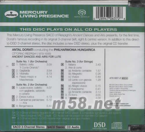 RESPIGHI 雷斯比基SACD專輯背面圖片