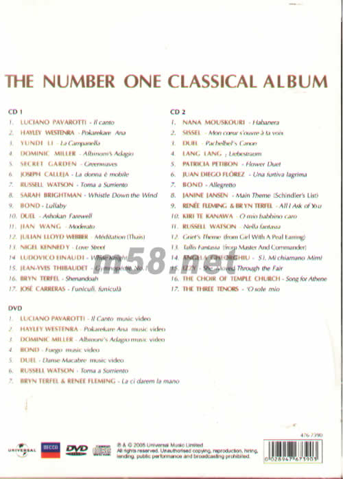THE NUMBER ONE CLASSICAL ALBUM套裝專輯背面圖片