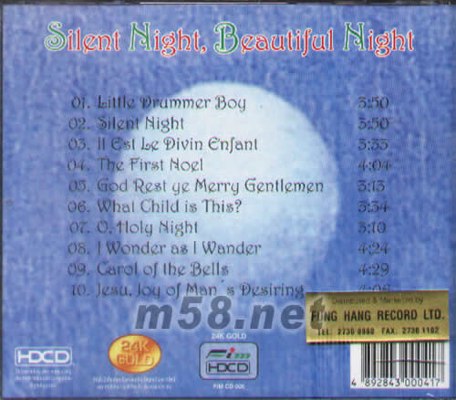 SILENT NIGHT BEAUTIFUL NIGHT摩登圣誕專輯背面圖片