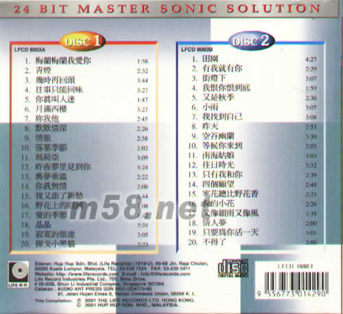 不朽巨星 劉家昌 名曲珍藏專輯背面圖片