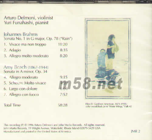 SONATAS OF BRAHMS AND BEACH(池塘玩耍)小提琴奏鳴曲專輯背面圖片