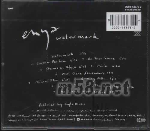 Watermark專輯背面圖片