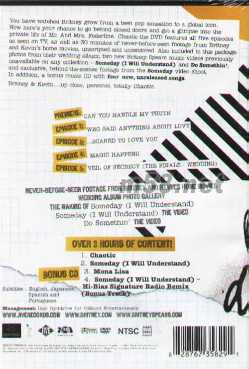 BRITNEY&KEVIN CHAOTIC THE DVD&MORE DVD專輯背面圖片