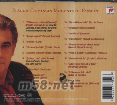 DOMINGO MOMENTS OF PASSION專輯背面圖片