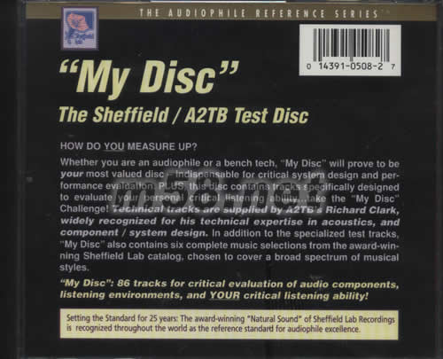 我的碟 MY DISC THE SHEFFIELD A2TB TEST DISC專輯背面圖片