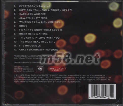 JULIO LGLESIAS ROMANTIC CLASSICS專輯背面圖片