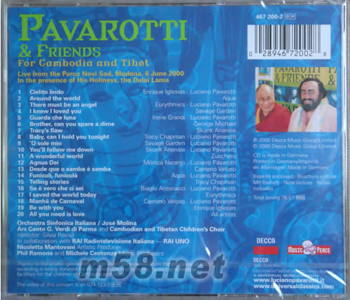 PAVAROTTI & FRIENDS FOR CAMBODIA AND TIBET專輯背面圖片