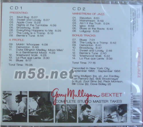 The Original Sextet: Complete Studio Master Takes薩克斯爵士大師專輯背面圖片