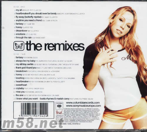 THE REMIXES專輯背面圖片