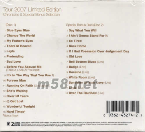 CHRONICLES&SPECIAL BONUS SELECTION (吉它大師2007旅程限量版)專輯背面圖片