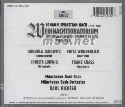 WEIHNACHTSORATORIUM專輯背面圖片