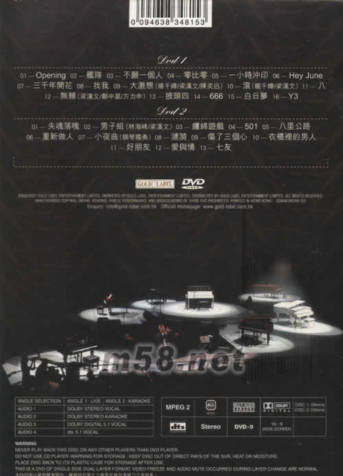 我愛廚房演唱會卡拉OK DVD專輯背面圖片