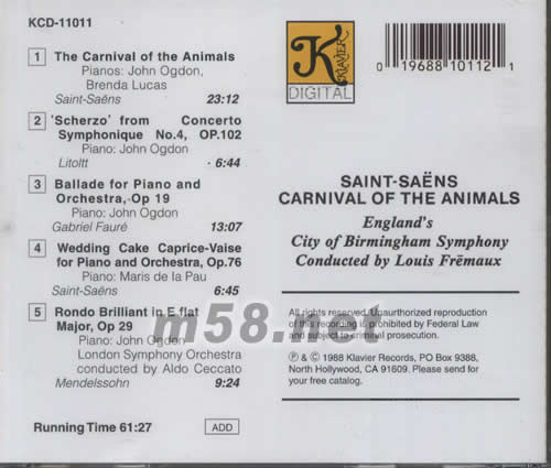 圣桑 動物狂歡節專輯背面圖片