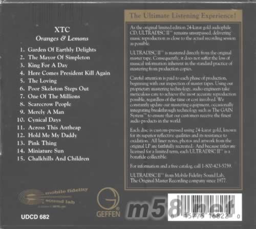 XTC ORANGES& LEMONS(24K金碟)專輯背面圖片