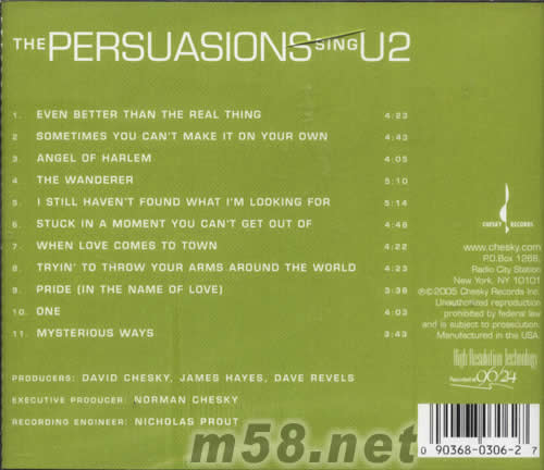 THE PERSUASIONS SING專輯背面圖片