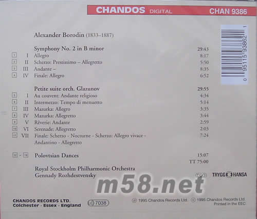 BORODIN 第2交響曲專輯背面圖片
