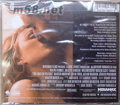 英國病人The English Patient電影原聲碟專輯背面圖片