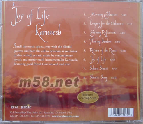 生命的歡愉 JOY OF LIFE 新世紀純音樂專輯背面圖片