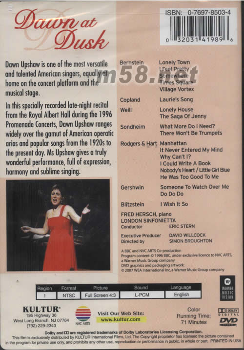 DAWN AT DUSK 演唱會DVD專輯背面圖片