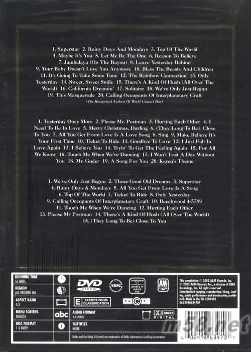 Gold 黃金精選2CD+DVD專輯背面圖片