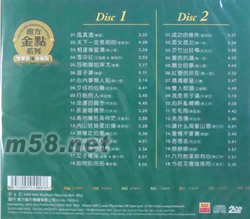 福建冠軍歌II專輯背面圖片