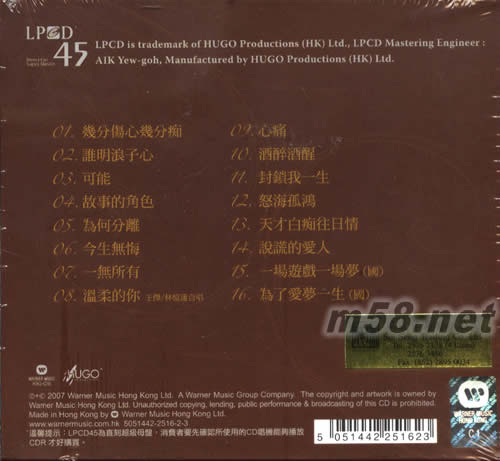 王杰LPCD專輯背面圖片