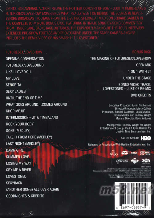 FUTURESEX LOVE SHOW FROM MADISON SQUARE GARDEN 演唱會(huì)DVDDVD背面圖片