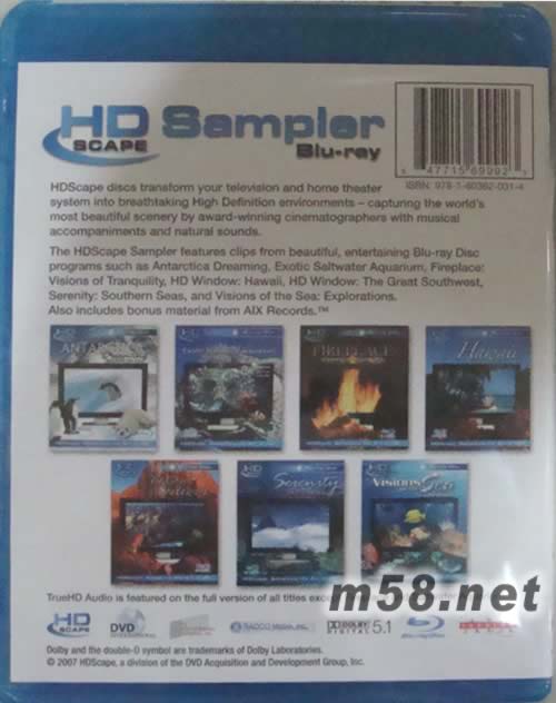 HD SAMPLER BLU-RAY 樣本DVD專輯背面圖片