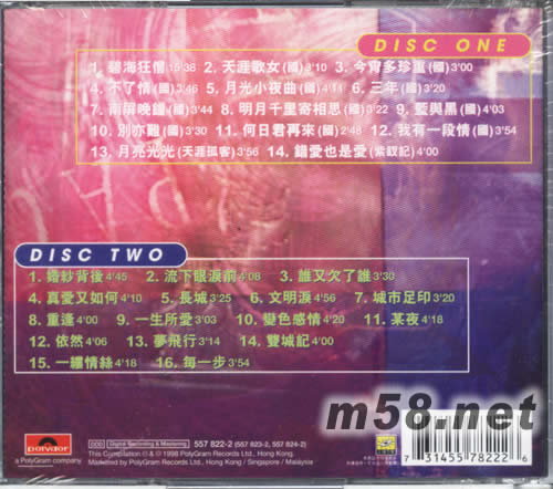 一生最愛三十首 2CD專輯背面圖片