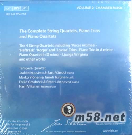 Sibelius- Edition Vol. 2: Kammermusik I(西貝柳斯室內樂套裝)專輯背面圖片