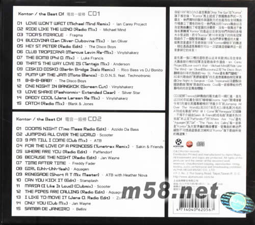 電音一級棒Kontor The Best Of專輯背面圖片