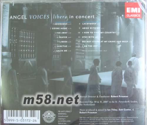 Libera in Concert 純凈天籟 現(xiàn)場(chǎng)演唱專輯背面圖片