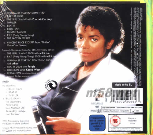 THRILLER 顫栗(CD+DVD 25周年紀念EU版) 送寫真專輯背面圖片