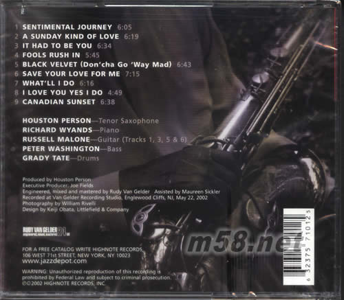 SENTIMENTAL JOURNEY專輯背面圖片