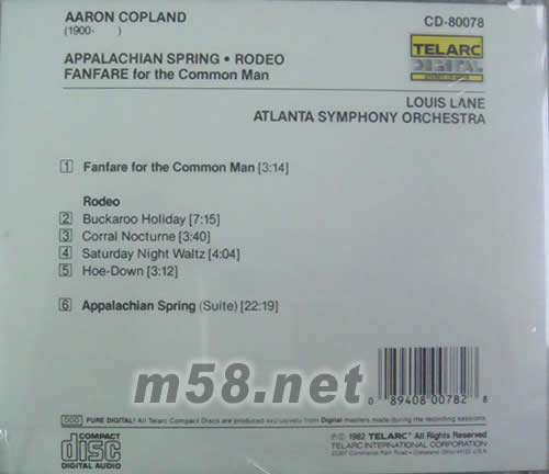 柯普蘭平凡人鼓號曲 馬術賽會 阿帕拉契之春專輯背面圖片