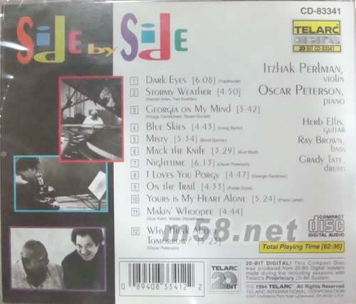 最佳拍檔 鋼琴與小提琴Side By Side專輯背面圖片