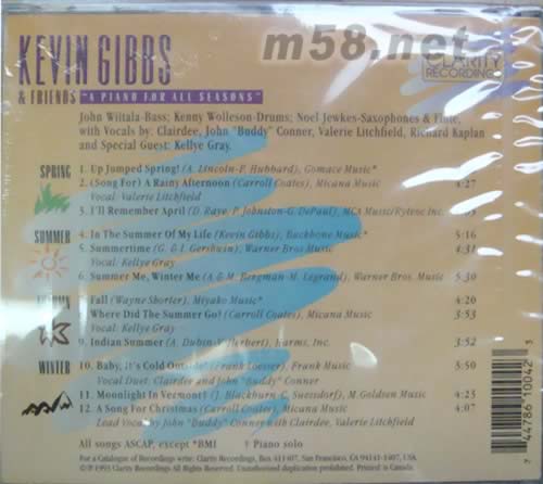 四季鋼琴 KEVIN GIBBS AND FRINDS專輯背面圖片